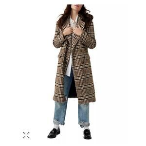 Free People Adore You Plaid Women's Long Coat Size: S